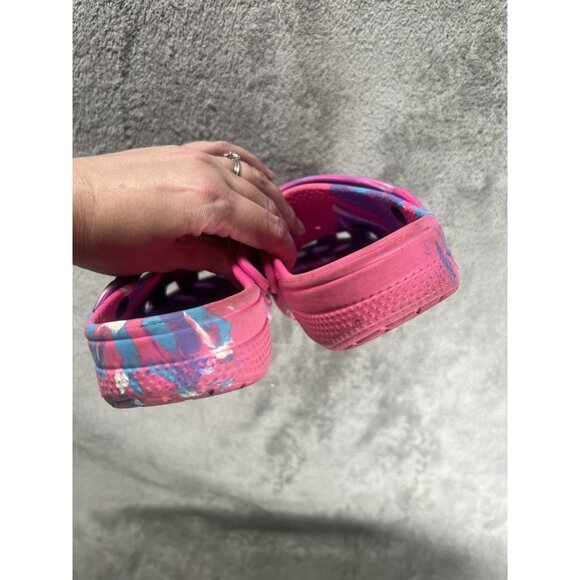 Crocs Peppa Pig Jibblits Tie Dyed Sling Pink Blue White Clogs J 1  Youth Sandals - Picture 10 of 11